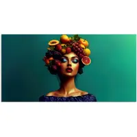 PosterMonkey Poster 120x60 cm - Vrouw - Hoodtooi - Tropisch - Fruit - Druiven - Posters - Kamer decoratie - Wanddecoratie woonkamer - Muurdecoratie slaapkamer