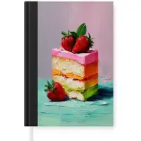 MuchoWow Notitieboek - Schrijfboek - Taartje - Aardbeien - Glazuur - Kleurrijk - Notitieboekje klein - A5 formaat - Schrijfblok