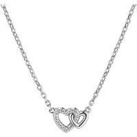 Zinzi zilveren ketting 42–45cm met verbonden hartjes, witte zirkonia's ZIC2493
