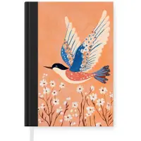 MuchoWow Notitieboek - Schrijfboek - Vogel - Bloesemtakken - Warm - Kleurrijk - Notitieboekje klein - A5 formaat - Schrijfblok