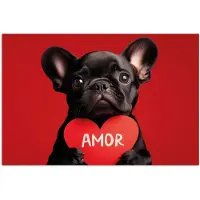 PosterMonkey Poster 30x20 cm - Amor - Hond - Hartje - Rood - Posters - Kamer decoratie - Wanddecoratie woonkamer - Muurdecoratie slaapkamer