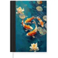 MuchoWow Notitieboek - Schrijfboek - Vissen - Waterlelies - Oranje - Water - Notitieboekje klein - A5 formaat - Schrijfblok