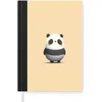 MuchoWow Notitieboek - Schrijfboek - Panda - Beige - Minimalistisch - Notitieboekje klein - A5 formaat - Schrijfblok