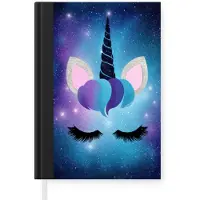 MuchoWow Notitieboek - Schrijfboek - Eenhoorn - Sterren - Magisch - Blauw - Notitieboekje klein - A5 formaat - Schrijfblok