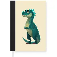 MuchoWow Notitieboek - Schrijfboek - Dinosaurus - Turquoise - Stekels - Notitieboekje klein - A5 formaat - Schrijfblok