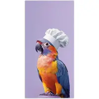 PosterMonkey Poster 60x120 cm - Papegaai - Koksmuts - Paars - Cute - Posters - Wanddecoratie keuken - Muurdecoratie woonkamer - Decoratieve accessoires - Kamer muur decoratie