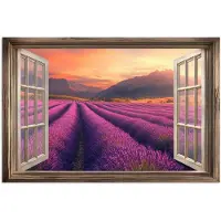 PosterMonkey Poster 30x20 cm - Doorkijk - Lavendel - Landschap - Bloemen - Paars - Posters - Kamer decoratie - Wanddecoratie woonkamer - Muurdecoratie slaapkamer