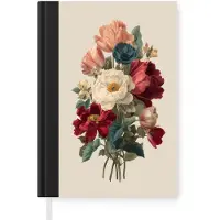 MuchoWow Notitieboek - Schrijfboek - Boeket - Warme tinten - Elegant - Notitieboekje klein - A5 formaat - Schrijfblok