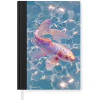 MuchoWow Notitieboek - Schrijfboek - Vis - Water - Blauw - Licht - Notitieboekje klein - A5 formaat - Schrijfblok