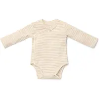 Little Dutch Romper overslag lange mouw - Beige - Newborn Naturals - Stripe-68