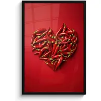 PosterMonkey Poster in lijst - Fotolijst 60x90 cm - Posters - Pepers - Rood - Hart - Posterlijst zwart - Decoratie - Wanddecoratie woonkamer - Muurdecoratie slaapkamer