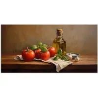 PosterMonkey Poster 40x20 cm - Tomaten - Olijfolie - Stilleven - Posters - Kamer decoratie - Wanddecoratie woonkamer - Muurdecoratie slaapkamer