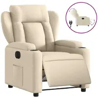 vidaXL Fauteuil verstelbaar elektrisch stof crèmekleurig