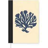 MuchoWow Notitieboek - Schrijfboek - Blauw koraal - Vertakkingen - Beige - Notitieboekje klein - A5 formaat - Schrijfblok