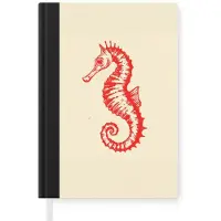 MuchoWow Notitieboek - Schrijfboek - Zeepaardje - Rood - Fijne details - Notitieboekje klein - A5 formaat - Schrijfblok