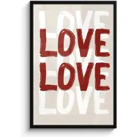 PosterMonkey Poster in lijst - Fotolijst 60x90 cm - Posters - Love - Rood - Tekst - Posterlijst zwart - Decoratie - Wanddecoratie woonkamer - Muurdecoratie slaapkamer