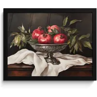 PosterMonkey Poster in lijst - Fotolijst 40x30 cm - Posters - Granaatappels - Klassiek - Vintage - Posterlijst zwart - Decoratie - Wanddecoratie woonkamer - Muurdecoratie slaapkamer