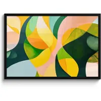 PosterMonkey Poster in lijst - Fotolijst 90x60 cm - Posters - Abstract - Geel - Roze - Groen - Posterlijst zwart - Decoratie - Wanddecoratie woonkamer - Muurdecoratie slaapkamer