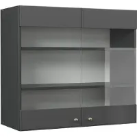 Vicco Fame-Line Glazen keukenkast – 80 cm Anthrazit-Gold Landhaus