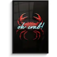 PosterMonkey Poster in lijst - Fotolijst 60x90 cm - Posters - Krab - Rood - Neon - Quote - Posterlijst zwart - Decoratie - Wanddecoratie woonkamer - Muurdecoratie slaapkamer