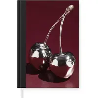 MuchoWow Notitieboek - Schrijfboek - Kersen - Glanzend - Bordeaux - Notitieboekje klein - A5 formaat - Schrijfblok
