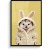 PosterMonkey Poster in lijst - Fotolijst 80x120 cm - Posters - Egel - Paashaas - Kostuum - Posterlijst zwart - Decoratie - Wanddecoratie woonkamer - Muurdecoratie slaapkamer
