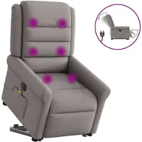 vidaXL Sta-op-massagestoel elektrisch verstelbaar stof taupe