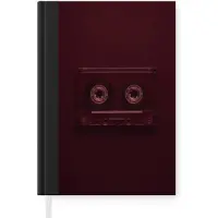 MuchoWow Notitieboek - Schrijfboek - Cassetteband - Bordeaux - Vintage - Notitieboekje klein - A5 formaat - Schrijfblok