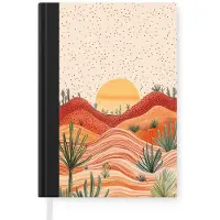 MuchoWow Notitieboek - Schrijfboek - Landschap - Heuvels - Zonsondergang - Notitieboekje klein - A5 formaat - Schrijfblok