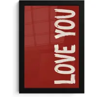 PosterMonkey Poster in lijst - Fotolijst 20x30 cm - Posters - Schuin - Loveyou - Rood - Posterlijst zwart - Decoratie - Wanddecoratie woonkamer - Muurdecoratie slaapkamer
