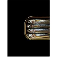 PosterMonkey Poster 90x120 cm - Sardines - Blik - Zwart - Vissen - Posters - Kamer decoratie - Wanddecoratie woonkamer - Muurdecoratie slaapkamer