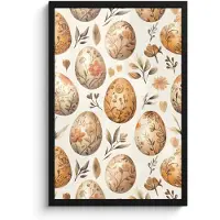 PosterMonkey Poster in lijst - Fotolijst 40x60 cm - Posters - Paaseieren - Bruin - Bloemen - Posterlijst zwart - Decoratie - Wanddecoratie woonkamer - Muurdecoratie slaapkamer