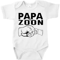 Logostar Papa Zoon Cadeau - Romper Vaderdag - Maat 80 - Kleur Wit - 100% Katoen
