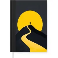 MuchoWow Notitieboek - Schrijfboek - Zon - Heuvel - Pad - Geel - Notitieboekje klein - A5 formaat - Schrijfblok