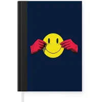 MuchoWow Notitieboek - Schrijfboek - Smiley - Geel - Handen - Minimalistisch - Notitieboekje klein - A5 formaat - Schrijfblok