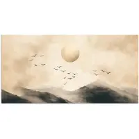 PosterMonkey Poster 80x40 cm - Landschap - Japandi - vogel - Posters - Kamer decoratie - Wanddecoratie woonkamer - Muurdecoratie slaapkamer