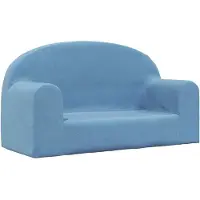 vidaXL Kinderbank 2-zits zacht pluche blauw
