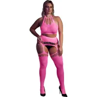 Ouch! Glow in the Dark Topje met aangehechte kousen - Roze
