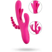 Sweet Smile SMILE - drievoudige vibrator met tong (roze)