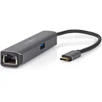 Nedis USB Multi-Port Adapter | USB 3.2 Gen 1 | USB-C Male | HDMI Output / RJ45 Female / USB-A Female / USB-C Female | 5 Gbps | 0.20 m | Rond | Verguld | PVC | Antraciet | Doos - CCBW64220AT02