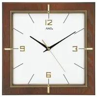AMS W9434 – Wandklok, Quartz – Glas – Hout – Messing – 29x29x5 cm – Walnoot
