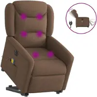 vidaXL Sta-op-massagestoel elektrisch verstelbaar stof bruin
