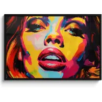 PosterMonkey Poster in lijst - Fotolijst 120x80 cm - Posters - Vrouw - Gezicht - Kleurrijk - Posterlijst zwart - Decoratie - Wanddecoratie woonkamer - Muurdecoratie slaapkamer