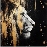 PosterMonkey Poster 30x30 cm - Portret - Leeuw - Abstract - Goud - Posters - Kamer decoratie - Wanddecoratie woonkamer - Muurdecoratie slaapkamer