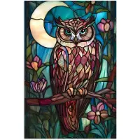 PosterMonkey Poster 20x30 cm - Uil - Mozaïek - Maan - Nacht - Posters - Kamer decoratie - Wanddecoratie woonkamer - Muurdecoratie slaapkamer