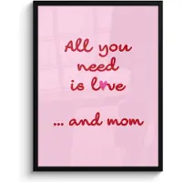PosterMonkey Poster in lijst - Fotolijst 60x80 cm - Posters - Moeder - Love - Tekst - Rood - Posterlijst zwart - Decoratie - Wanddecoratie woonkamer - Muurdecoratie slaapkamer