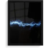 PosterMonkey Poster in lijst - Fotolijst 30x40 cm - Posters - Gaming - Bliksemflits - Blauw - Energie - Posterlijst zwart - Decoratie - Wanddecoratie woonkamer - Muurdecoratie slaapkamer