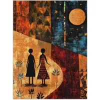 PosterMonkey Poster 120x160 cm - Silhouetten - Abstract - Zon - Maan - Posters - Kamer decoratie - Wanddecoratie woonkamer - Muurdecoratie slaapkamer XXL