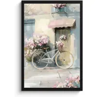 PosterMonkey Poster in lijst - Fotolijst 40x60 cm - Posters - Fiets - Pastelkleuren - Bloemen - Posterlijst zwart - Decoratie - Wanddecoratie woonkamer - Muurdecoratie slaapkamer