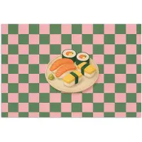 PosterMonkey Poster 120x80 cm - Sushi - Bord - Geblokt - Groen - Posters - Kamer decoratie - Wanddecoratie woonkamer - Muurdecoratie slaapkamer